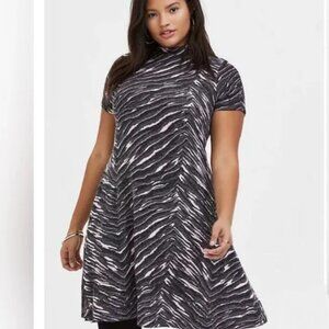 Torrid  3X Dark Grey & Pink Zebra Print  Dress